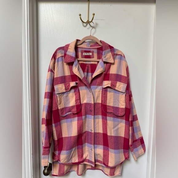 FREE PEOPLE We The Free Izzie Cargo Shirt - Red Large - Picture 3 of 8